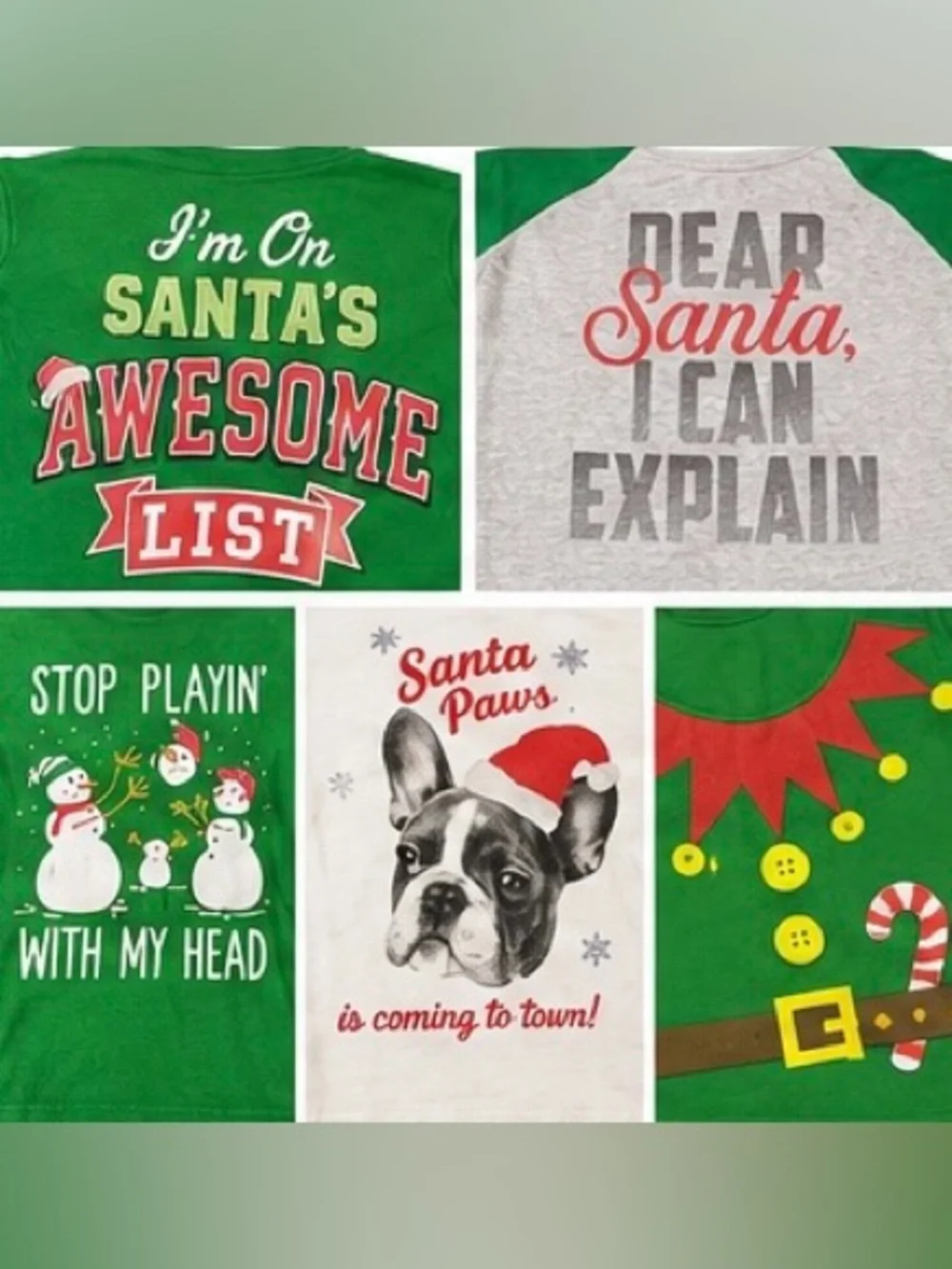 Kids Christmas Shirt Bundle 5PC Size 4/5 Small Holiday Graphic Tops Festive